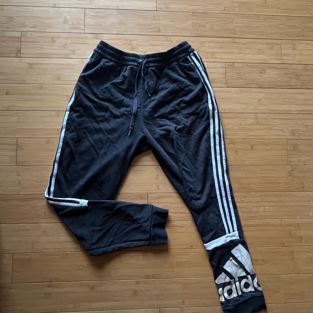 Adidas Mens Black and White Joggers
